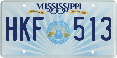 MS license plate HKF513