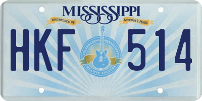 MS license plate HKF514