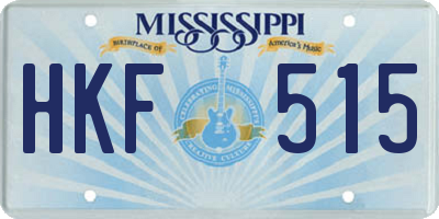 MS license plate HKF515
