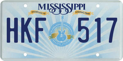 MS license plate HKF517