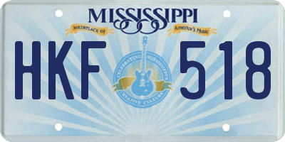MS license plate HKF518