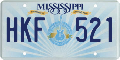MS license plate HKF521