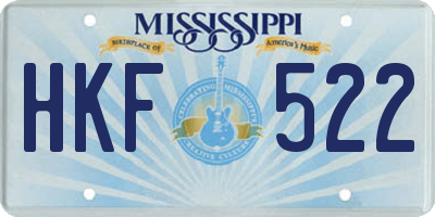 MS license plate HKF522