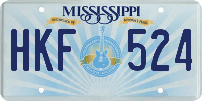 MS license plate HKF524