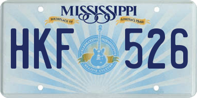 MS license plate HKF526