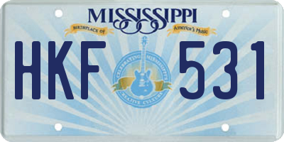 MS license plate HKF531