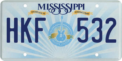 MS license plate HKF532