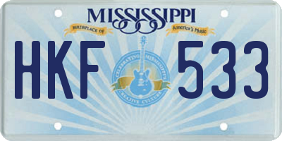 MS license plate HKF533