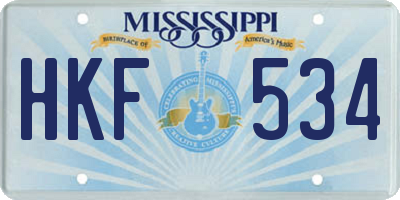 MS license plate HKF534