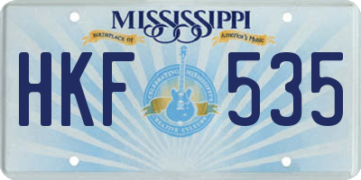 MS license plate HKF535