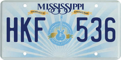 MS license plate HKF536