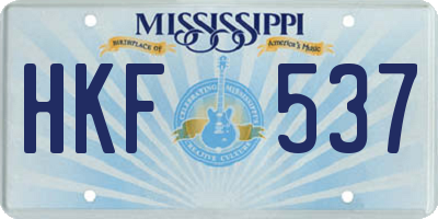 MS license plate HKF537