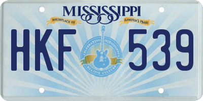 MS license plate HKF539