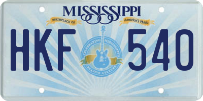 MS license plate HKF540