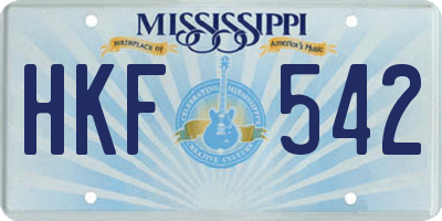MS license plate HKF542