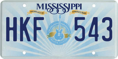 MS license plate HKF543