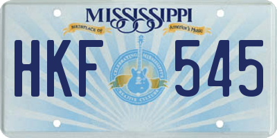 MS license plate HKF545