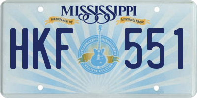 MS license plate HKF551