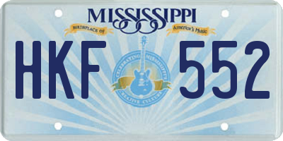 MS license plate HKF552