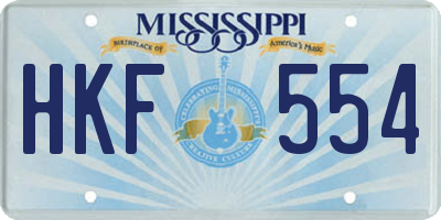 MS license plate HKF554