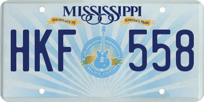 MS license plate HKF558