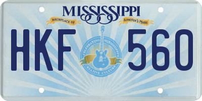 MS license plate HKF560