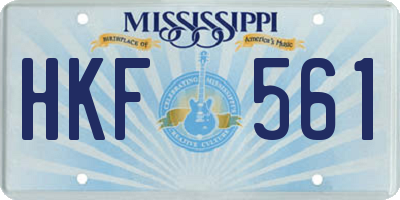 MS license plate HKF561
