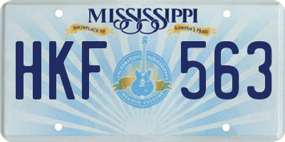 MS license plate HKF563