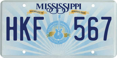 MS license plate HKF567