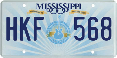 MS license plate HKF568