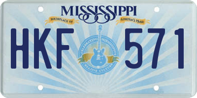MS license plate HKF571