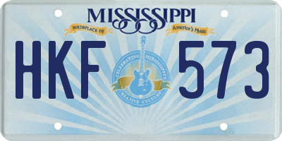 MS license plate HKF573