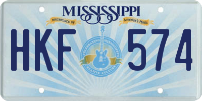 MS license plate HKF574