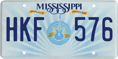 MS license plate HKF576