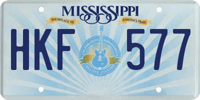 MS license plate HKF577