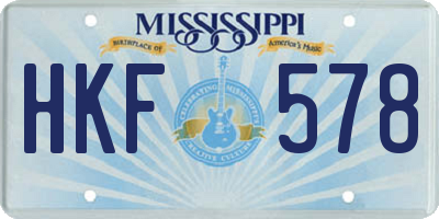 MS license plate HKF578