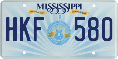 MS license plate HKF580