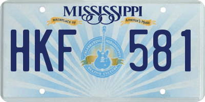 MS license plate HKF581