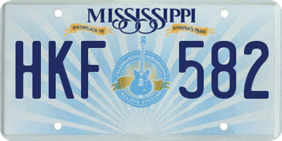 MS license plate HKF582