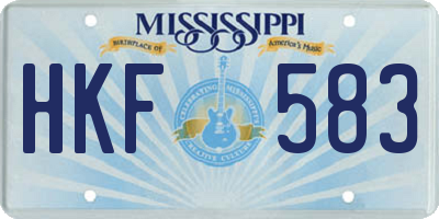MS license plate HKF583