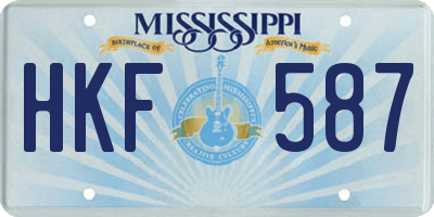 MS license plate HKF587