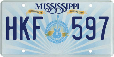 MS license plate HKF597