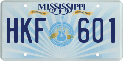 MS license plate HKF601
