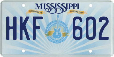 MS license plate HKF602