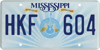 MS license plate HKF604
