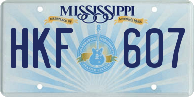 MS license plate HKF607