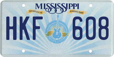 MS license plate HKF608