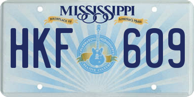MS license plate HKF609