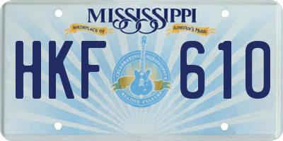 MS license plate HKF610