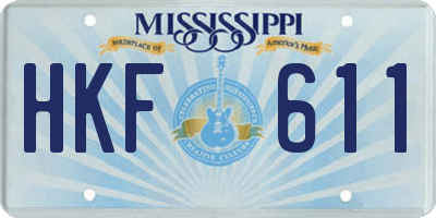 MS license plate HKF611